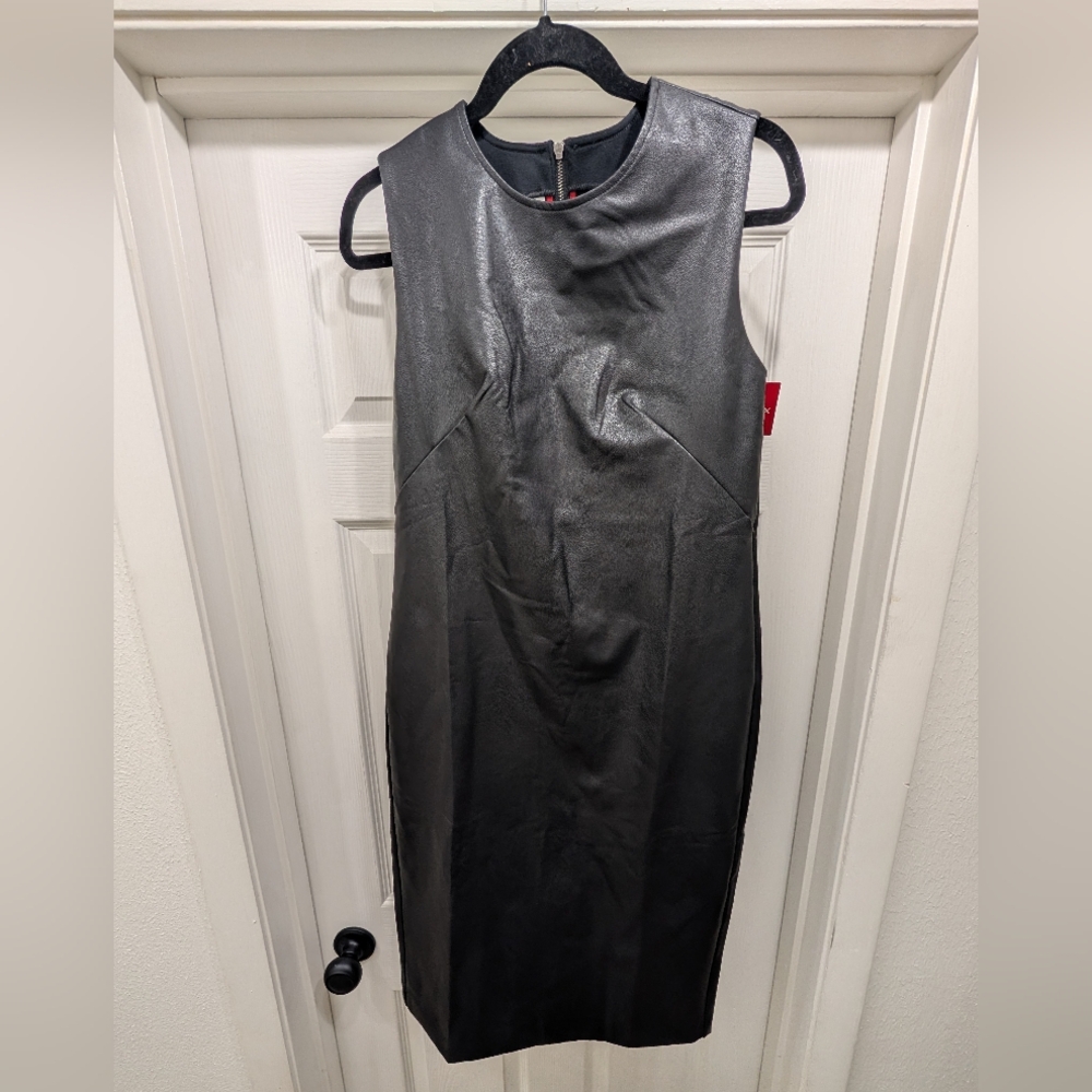 NWT Spanx  Faux Leather Sheath Dress in Luxe Black in Medium